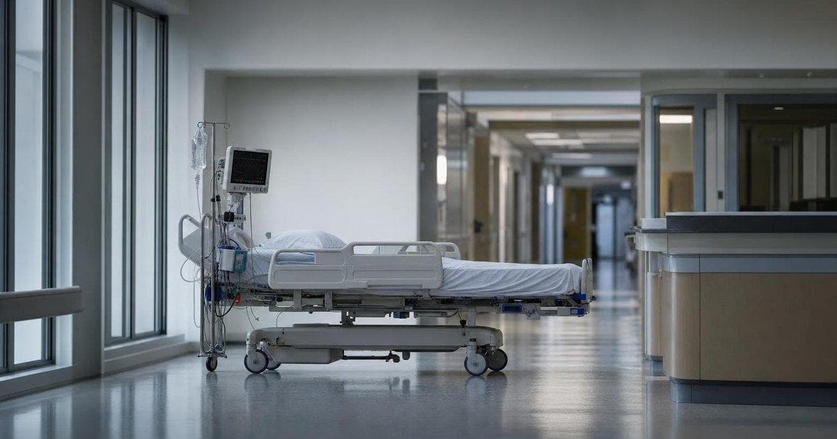 Hospital bed and monitors in ward illustrating ML and EHR models for readmission risk study
