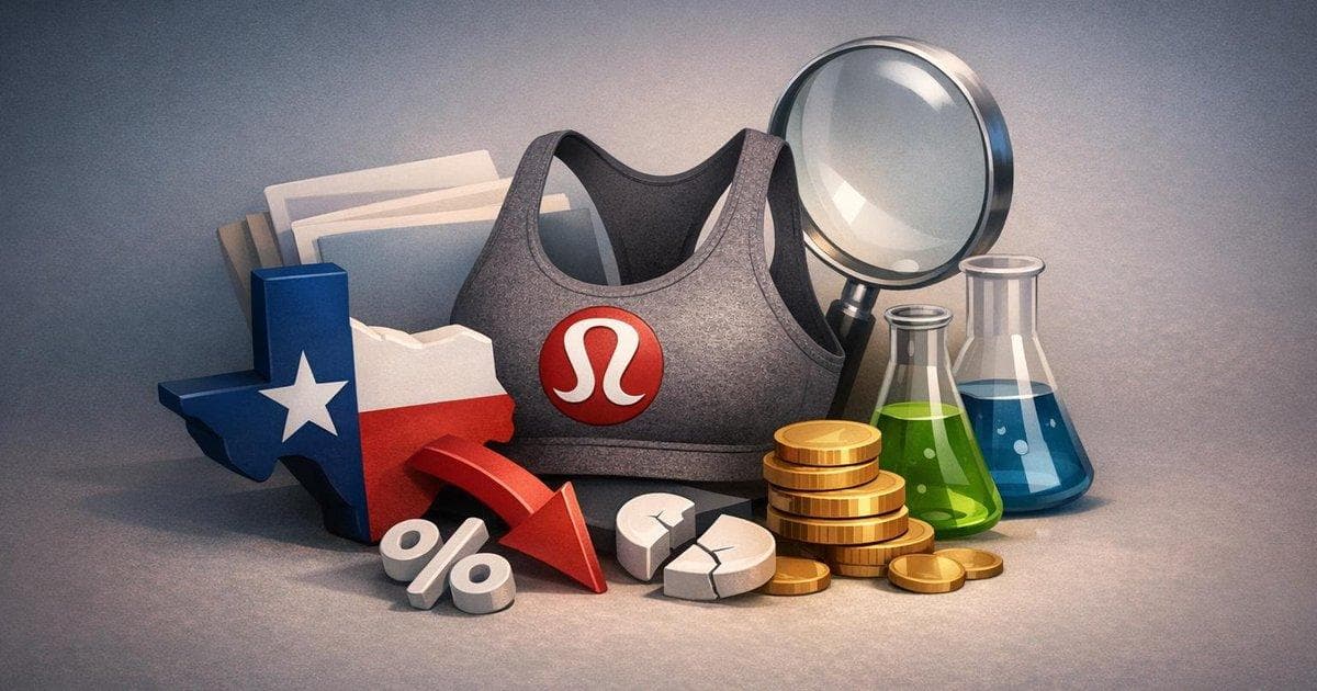 Chart of Lululemon stock drop after Texas PFAS chemical probe into athletic apparel