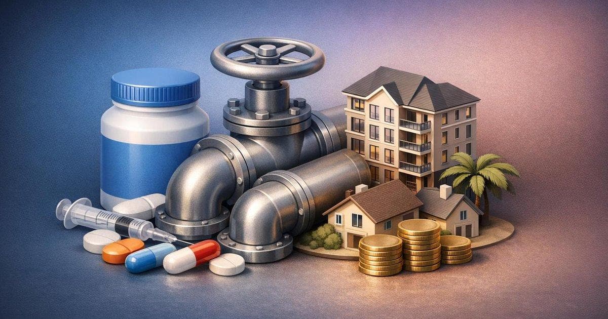 High-yield dividend stocks 2026 concept with pharma, energy pipelines and monthly-paying REIT sectors