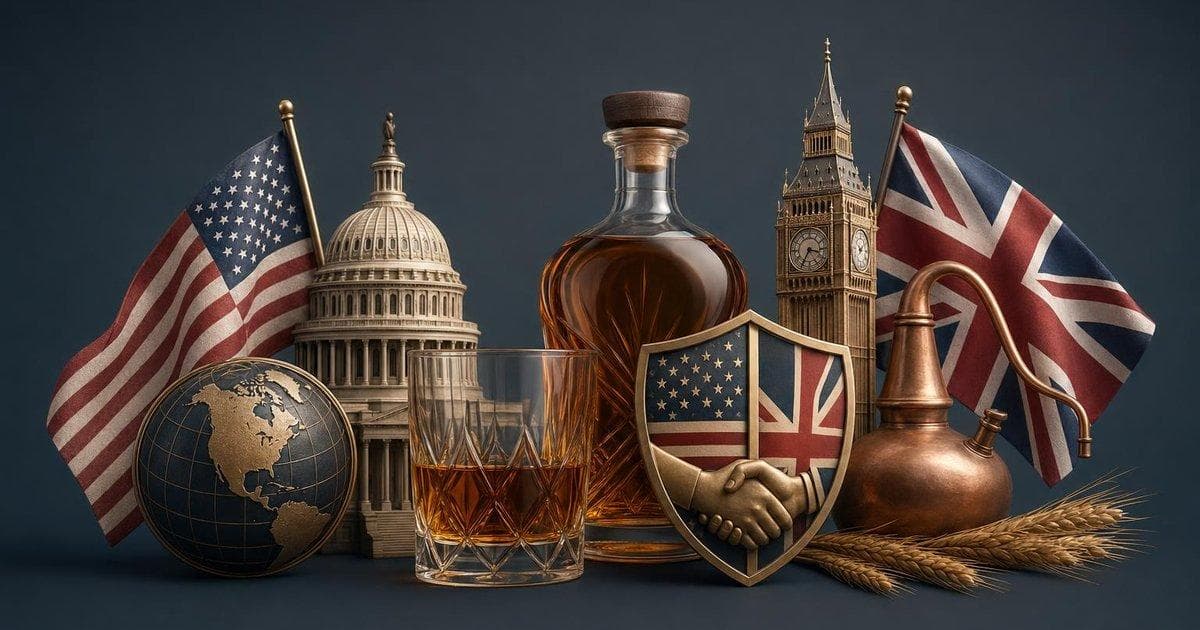 Chart of Scotch whisky trade showing impact of US tariff removal on UK distillers and US–UK spirits market