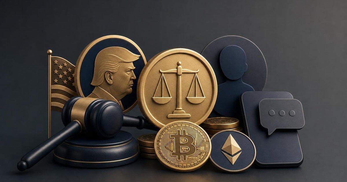Illustration of legal dispute in crypto sector involving Trump-linked firm and Justin Sun