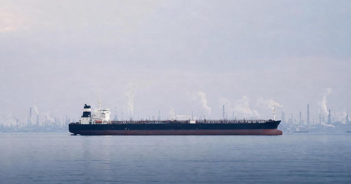 Oil storage tanks at a coastal export hub as crude prices jump on geopolitical risk in oil markets