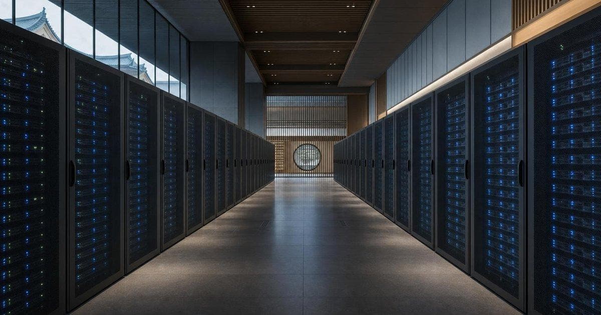 Data center servers symbolize tech and AI focus as markets watch China policy shifts on yuan and technology