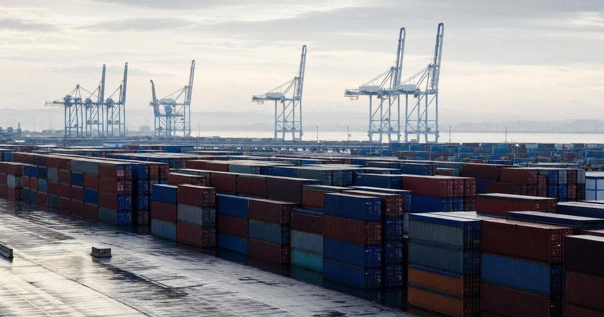 Stacked shipping containers at a busy port illustrating new U.S. Section 301 trade probe on Vietnam