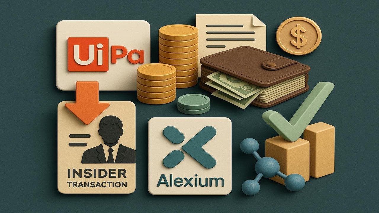 UiPath and Alexium insider trading activity with CEO share sale and increased holdings visualized