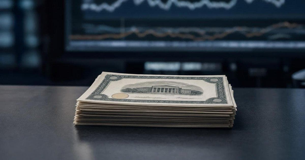 Government bond certificates on a desk with rising yield charts amid UK gilt market jitters