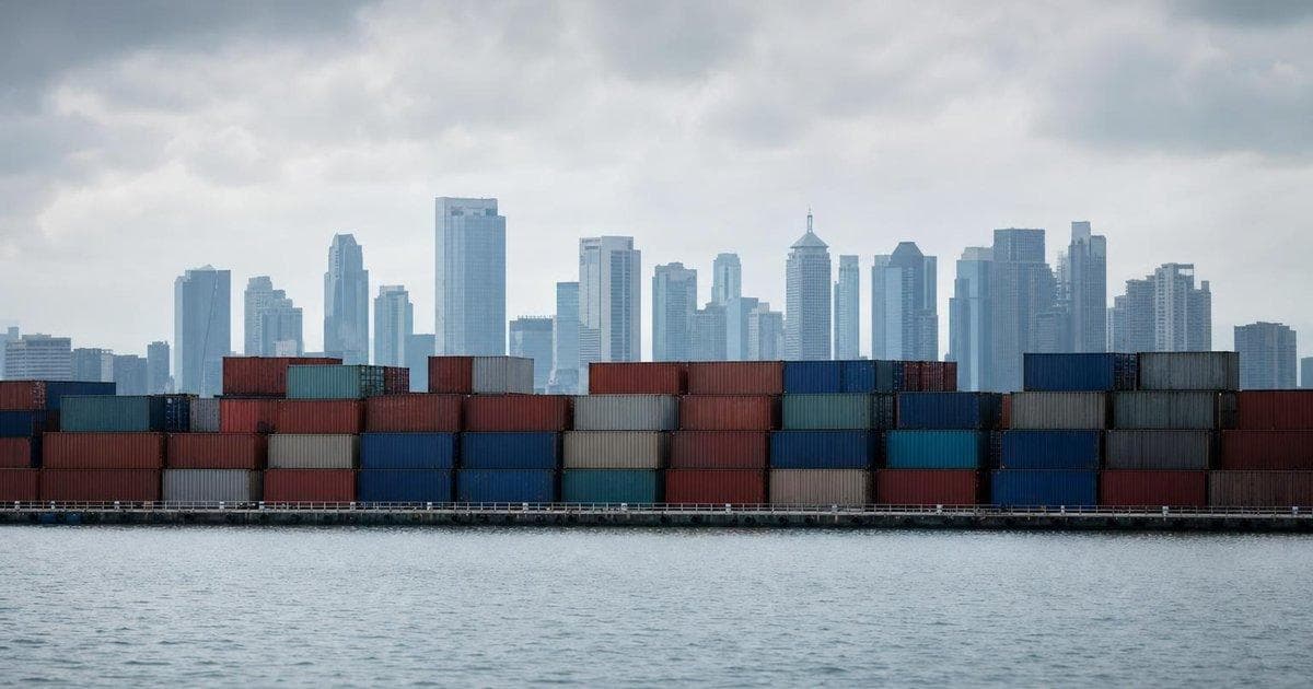 Shipping containers at a major port illustrating new UK–Gulf trade pact and export opportunities