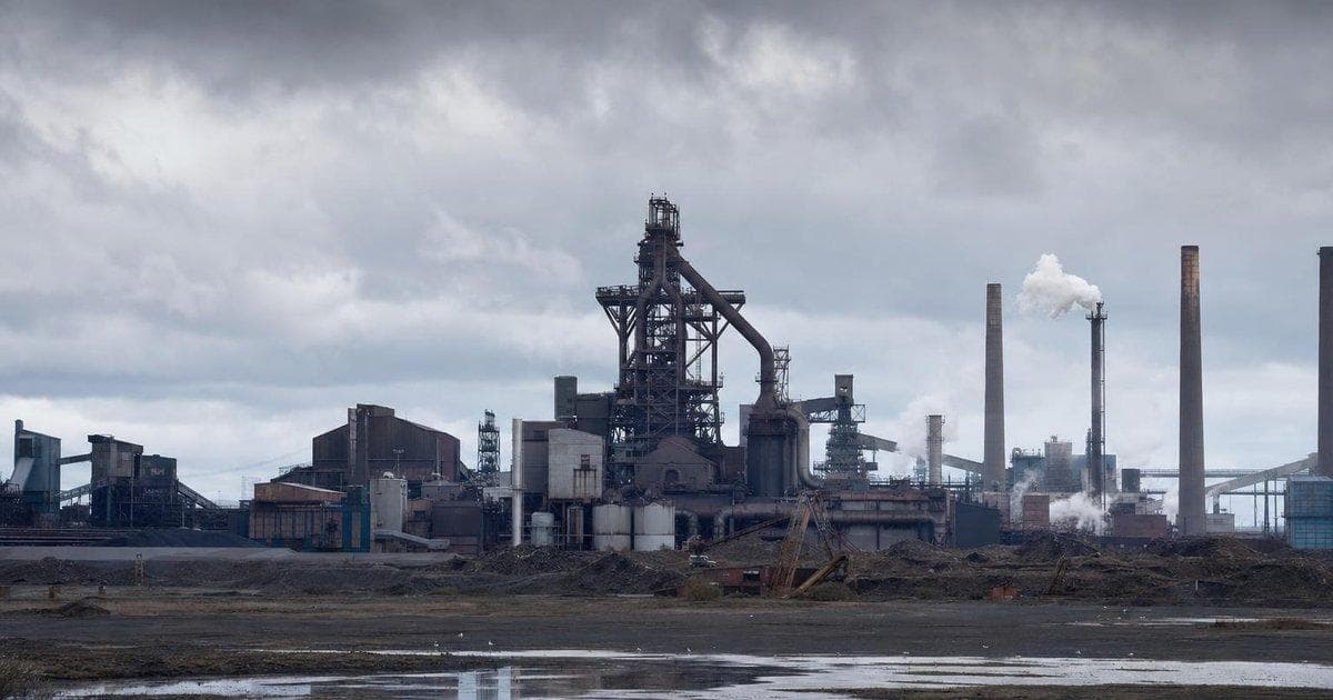 Steel blast furnace at a major mill as government plans full nationalization of the steel industry