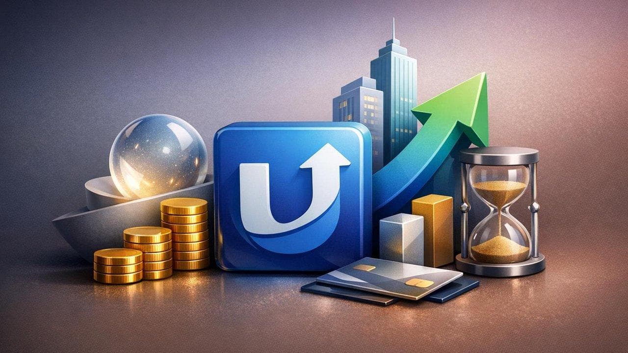 Upbound stock chart rising after Q4 earnings beat and 2026 fintech growth outlook