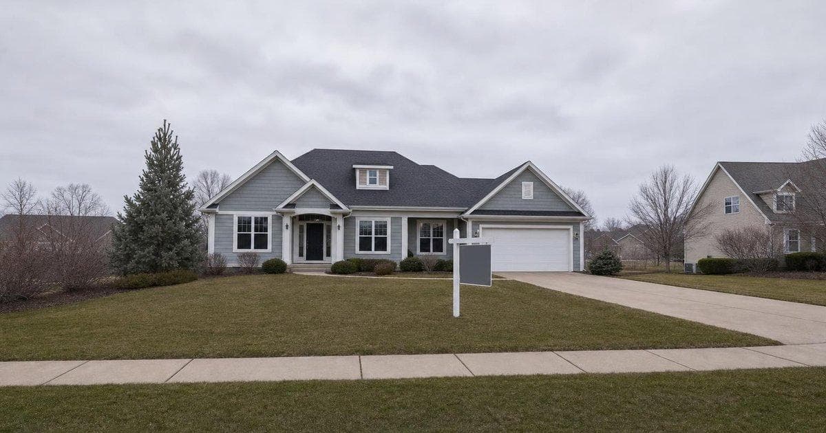 Suburban home with for sale sign illustrating easing 30-year US mortgage rates at 6.48%