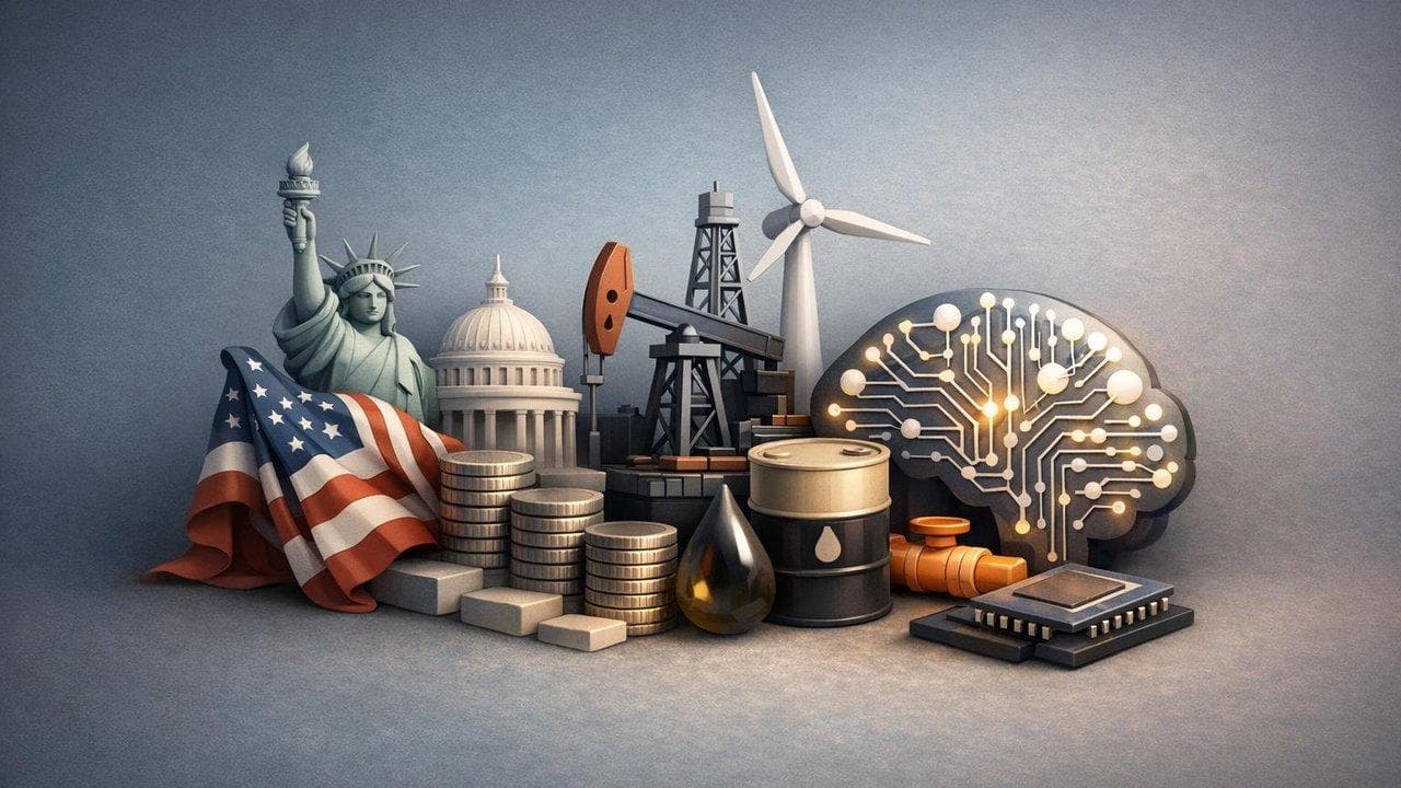 US GDP slowdown chart with energy and AI sector highlights amid government shutdown