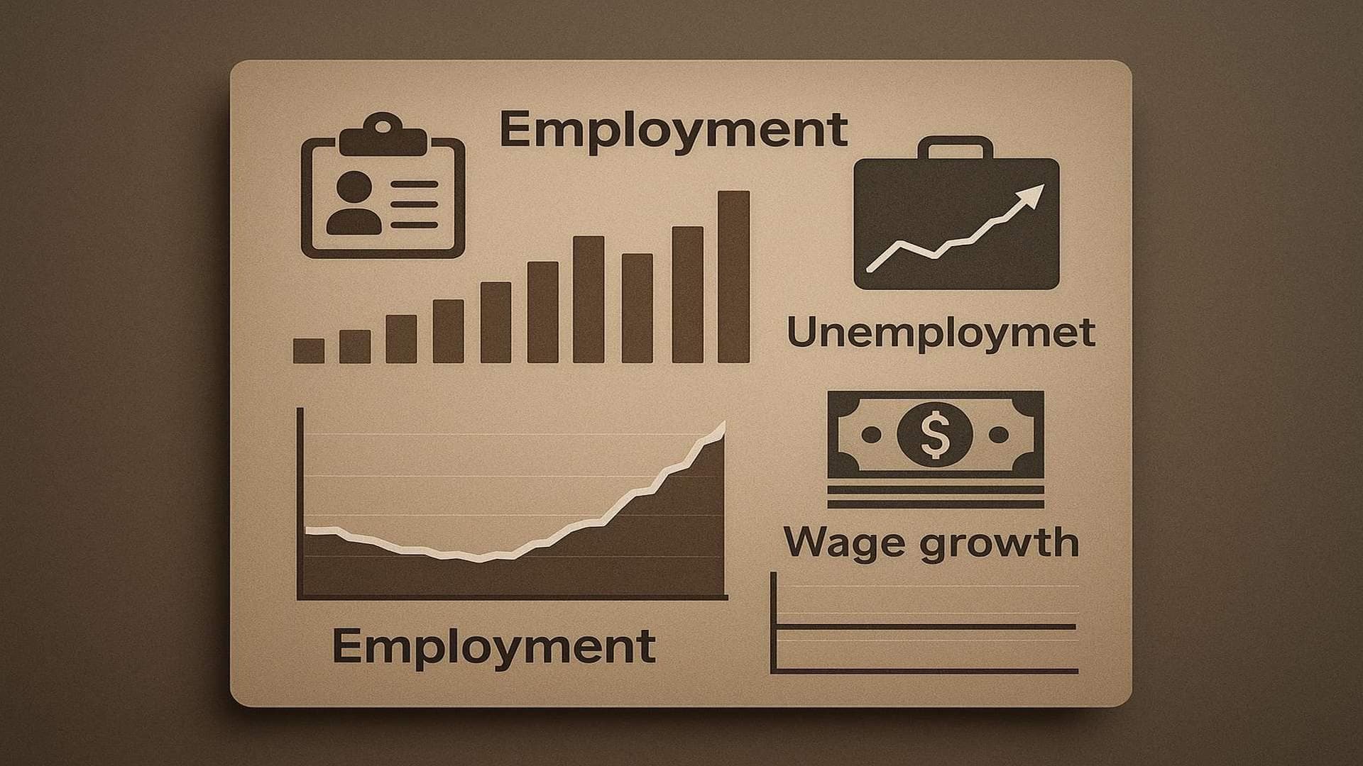 US labor market data visualization showing rising unemployment rate and modest job growth in 2024