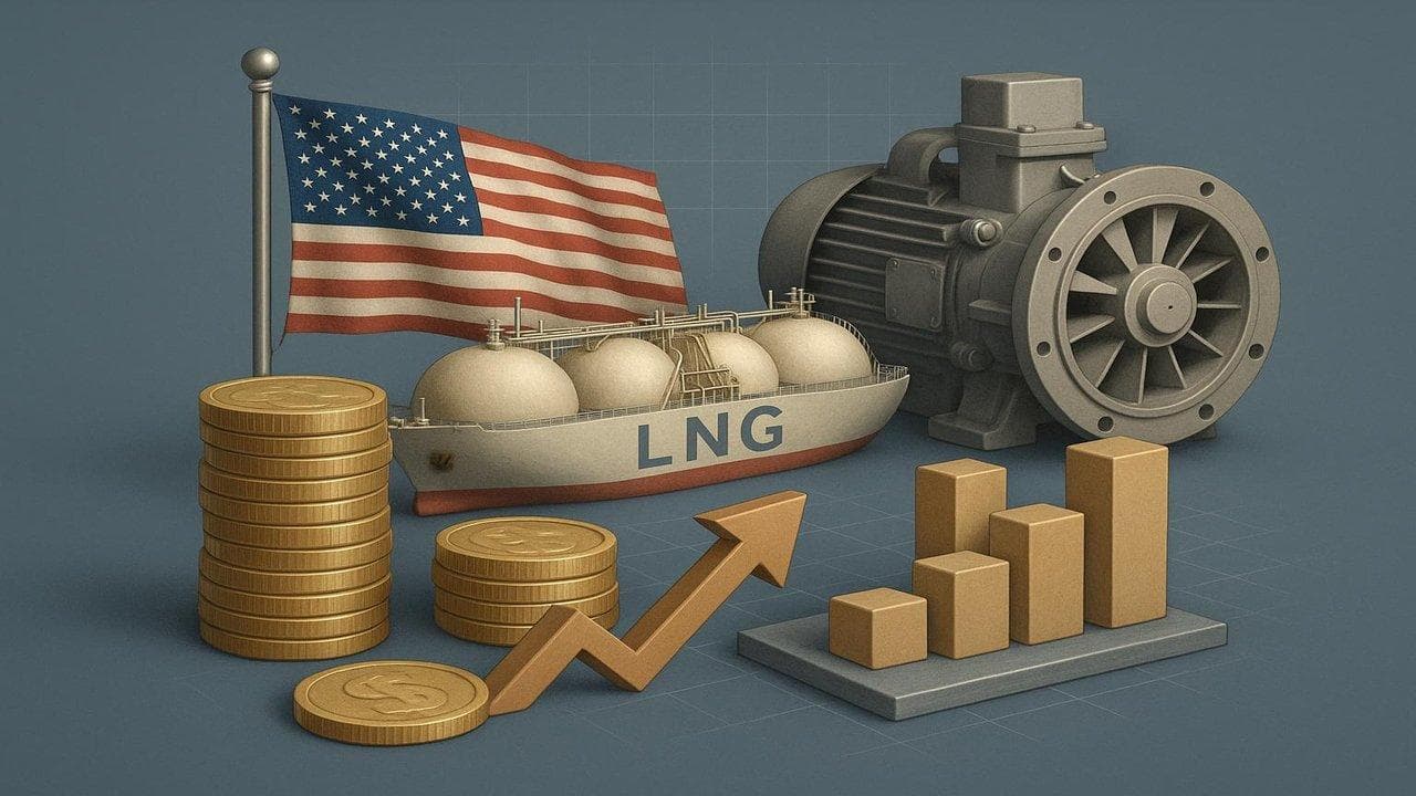 US LNG export terminal and Baker Hughes logo highlight record energy sector growth in 2025