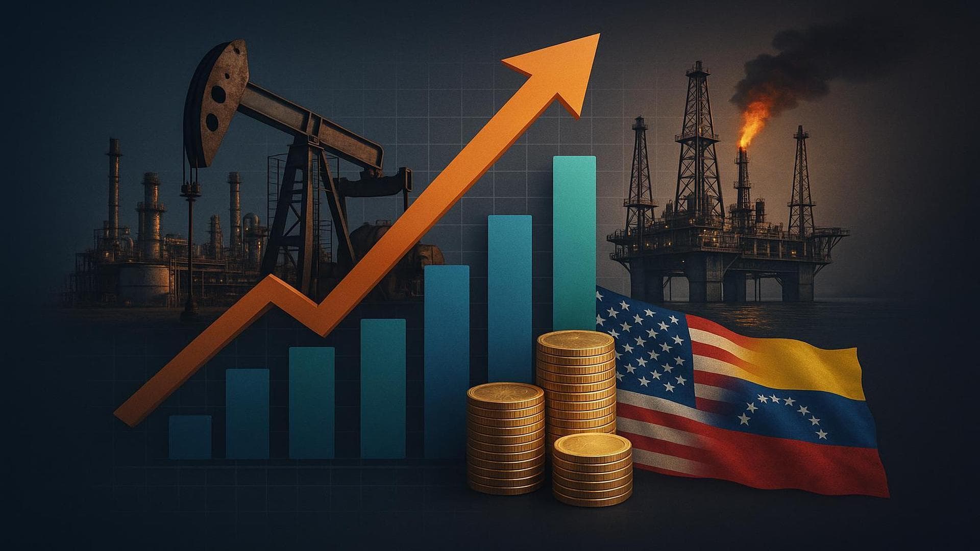 Venezuela oil sector visualization with US intervention and investment focus