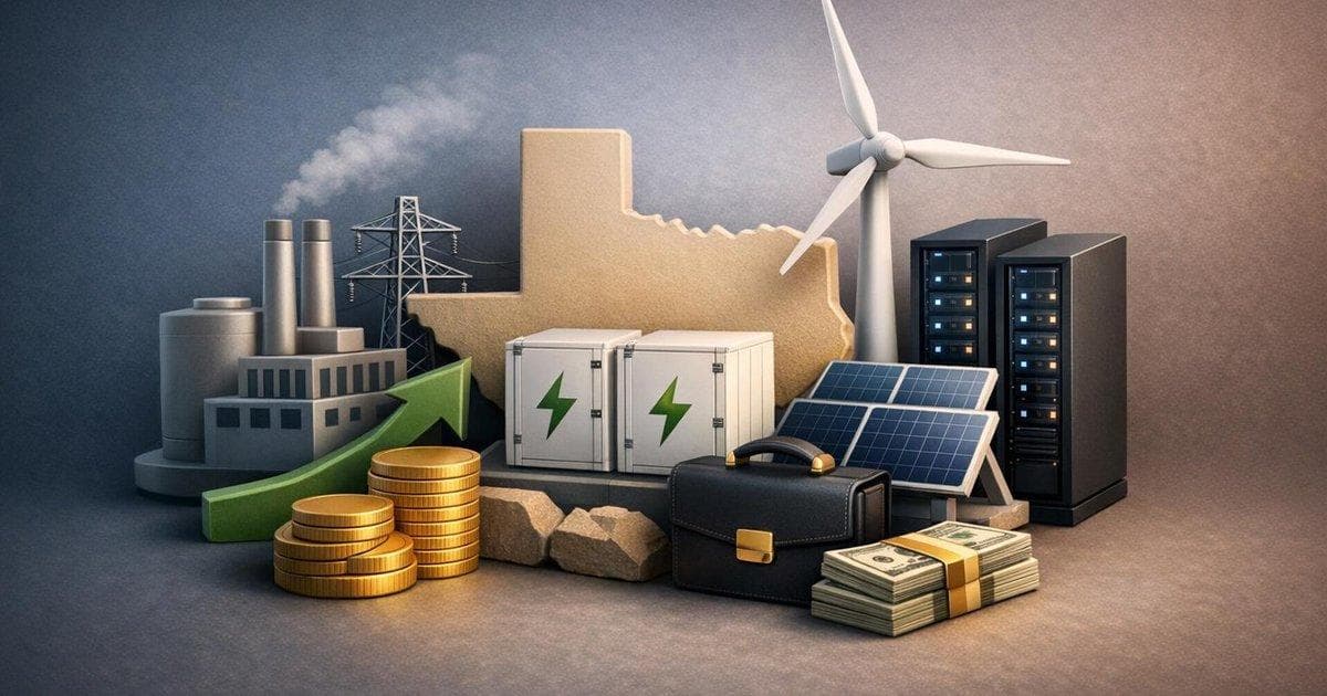 Utilities and energy storage growth chart highlighting Texas storage deal and rising digital power demand