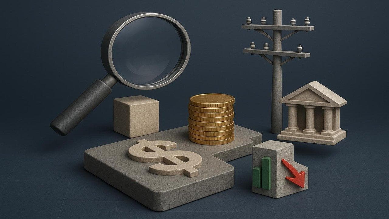 Utility and financial stocks chart showing mixed trends and regulatory risk impact