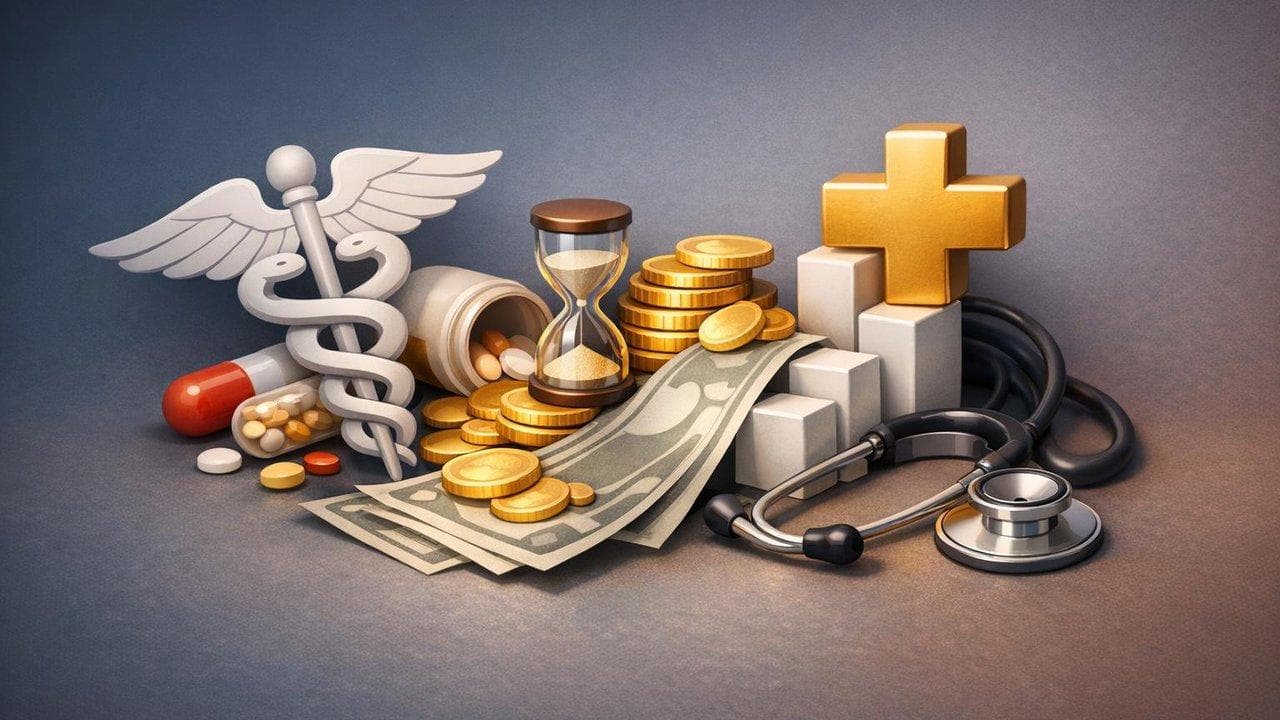 Healthcare stocks valuation chart showing price dip and cash-flow model bargains with high P/E multiples