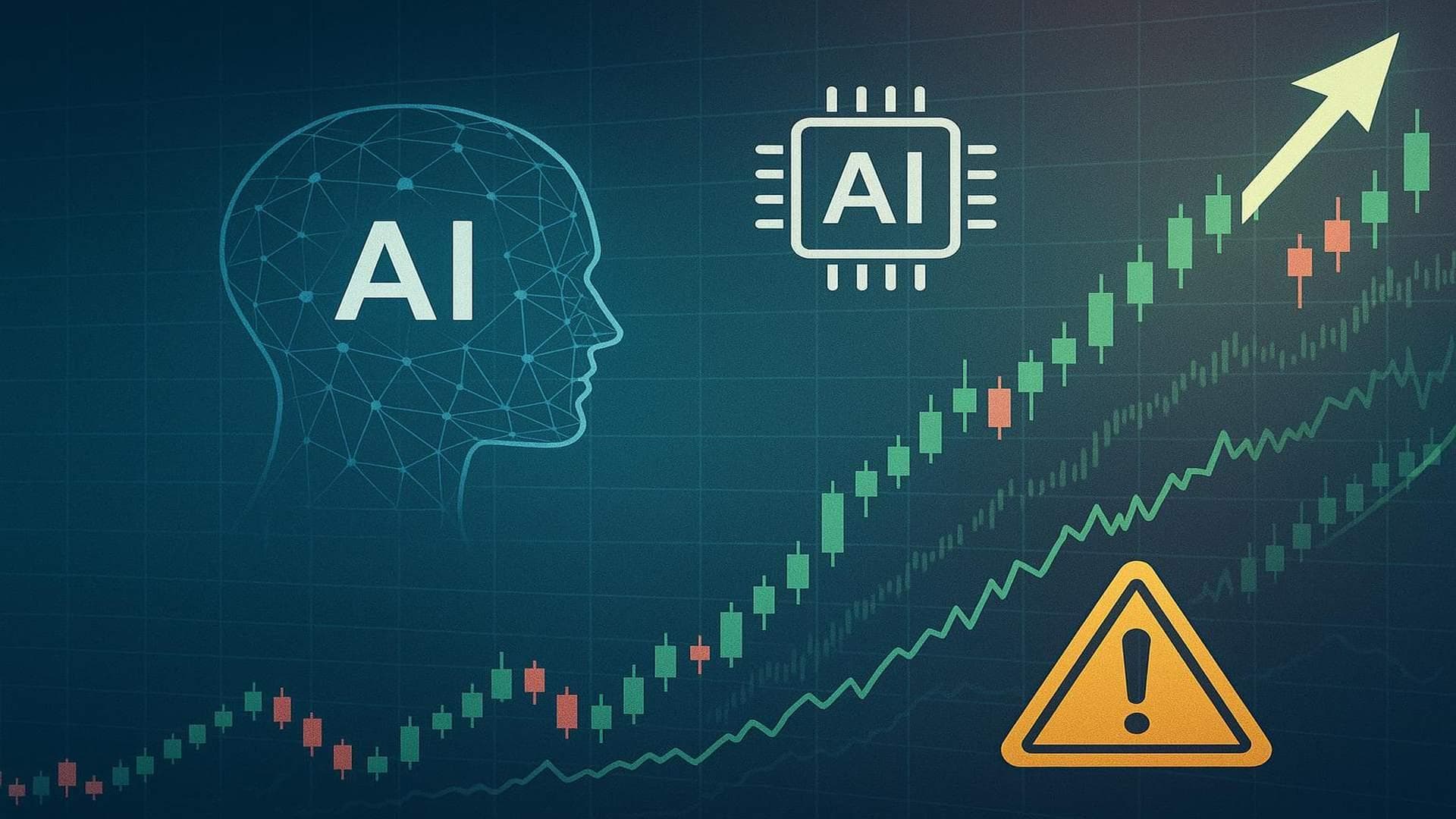Wall Street 2026 stock market chart with AI icons and correction risk signals, equities valuation focus