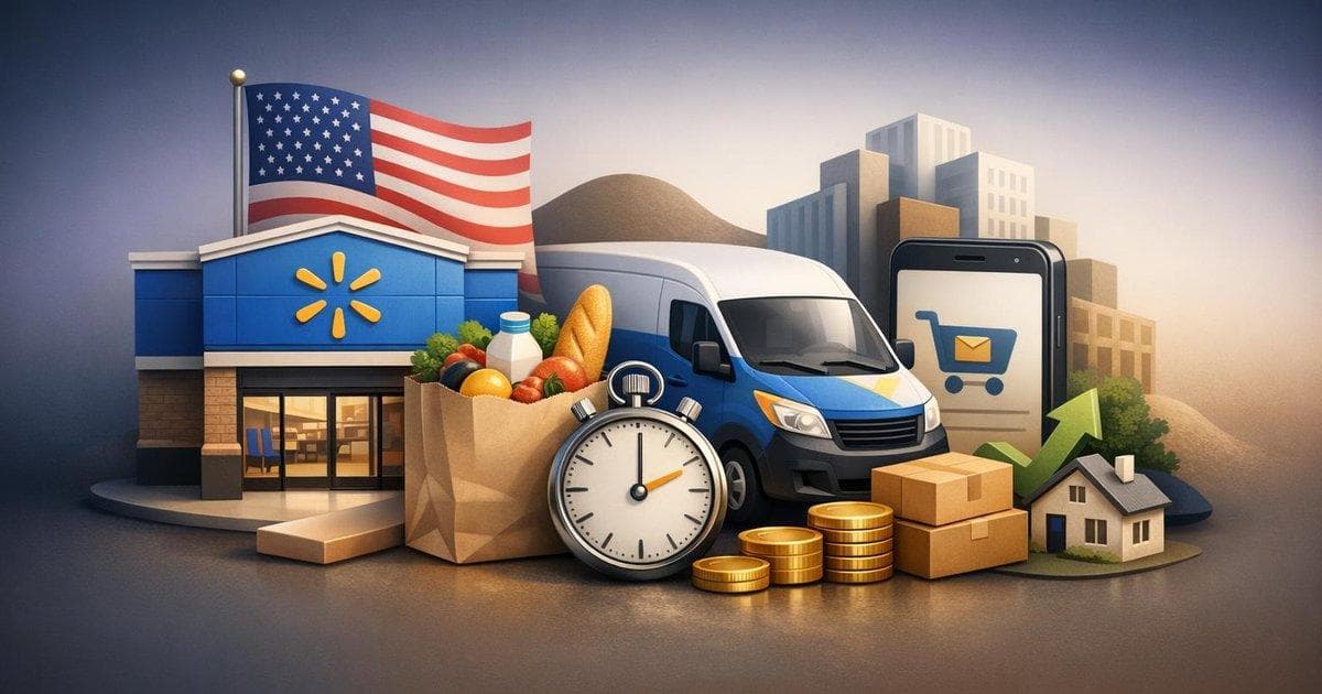Walmart U.S. store remodel concept highlighting faster shopping and one-hour delivery services in 2026